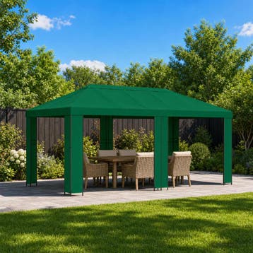 vidaXL Tuinprieel 6 x 3 m Groen Polyester en staal 190 gsm, Verzenden, Nieuw