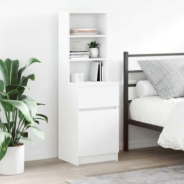 vidaXL Nachtkastje 39x35x125 cm bewerkt hout wit, Huis en Inrichting, Slaapkamer | Nachtkastjes, Verzenden, Nieuw, Hout