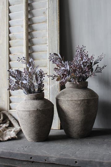 Sobere stenen kruik taupe / black 22 x 18 cm, Huis en Inrichting, Woonaccessoires | Vazen, Ophalen of Verzenden, Nieuw
