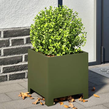 vidaXL Plantenbak 30x30x30 cm staal olijfgroen, Verzenden, Nieuw, Metaal