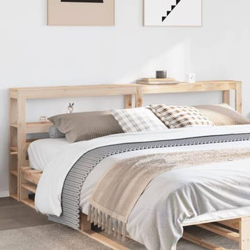 vidaXL Hoofdbord met schappen 180 cm massief grenenhout, Verzenden, Nieuw, Bruin, Hout