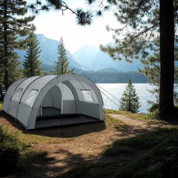 Tunneltent Roskilde voor 6 personen - lichtgrijs/donkergrijs, Verzenden, Nieuw