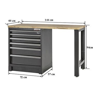 Heavy Duty werkbank met hardhouten werkblad en laden blok, Doe-het-zelf en Verbouw, Werkbanken, Ophalen of Verzenden, Nieuw