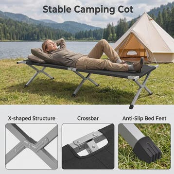 Lichtgewicht Campingbed Opvouwbaar met Stalen Frame en Opber, Caravans en Kamperen, Verzenden, Nieuw
