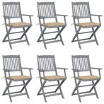 vidaXL Tuinstoelen 6 st inklapbaar met kussens massief, Verzenden, Nieuw, Hout