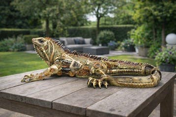 Beeld, sculpture steampunk Iguana - 13 cm - polyresin
