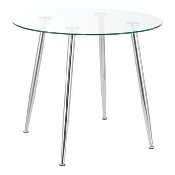 [en.casa] Glazen tafel Humppila rond 75x87 cm chroom en tran, Verzenden, Nieuw