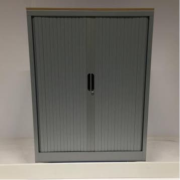 (MDK-106415) Mibra roldeurkast zilvergrijs breedte 100cm, Huis en Inrichting, Ophalen of Verzenden, Gebruikt
