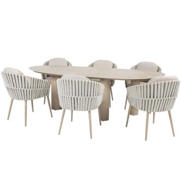 Estate Eva dining tuinset 240x105xH75 cm 7 delig keramiek, Tuin en Terras, Tuinsets en Loungesets, Ophalen of Verzenden, Nieuw