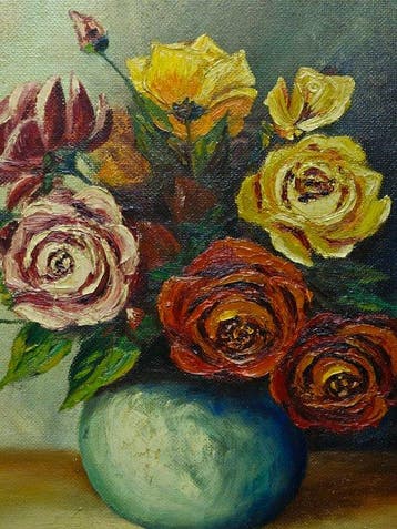 Leo Van Droogenbroeck (1905-1995) - Stilleven met bloemen, Antiek en Kunst