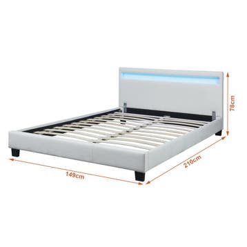 Bed Parijs met LED-verlichting bedbodem 140x200 cm wit, Verzenden, Nieuw