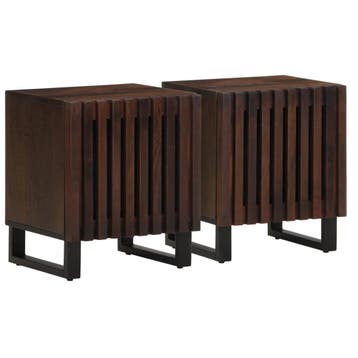 vidaXL Nachtkastjes 2 st 40x34x46 cm massief mangohout, Minder dan 45 cm, Verzenden, Nieuw, Minder dan 55 cm