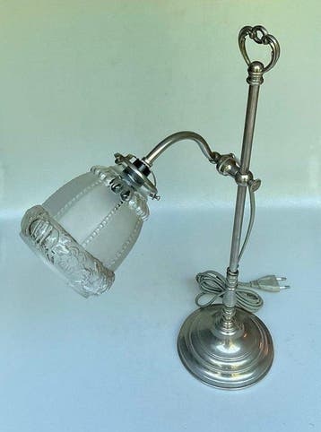 Tafellamp - Cristal glas nikkel - Vintage tafel/bureau lamp