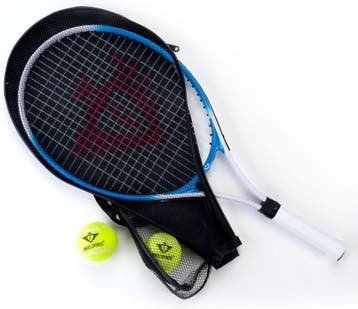 Tennisracket 25” Aluminium Blauw – Inclusief 2 Tennisballen, Sport en Fitness, Tennis, Ophalen of Verzenden, Zo goed als nieuw