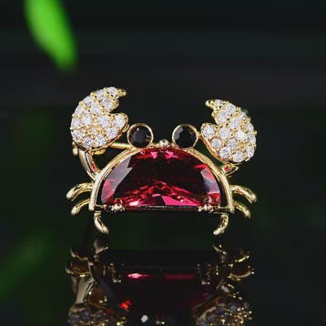 Unieke Krab Broche met Gekleurde Zirkonia - Stijlvol Dames A