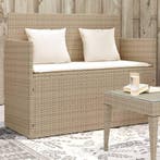 vidaXL Tuinbank met kussens poly rattan beige, Tuin en Terras, Tuinbanken, Verzenden, Nieuw, Rotan