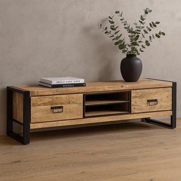 Tv-meubel Mangohout Kelvin 180 cm, Verzenden, Nieuw, Overige houtsoorten, Industriële meubels