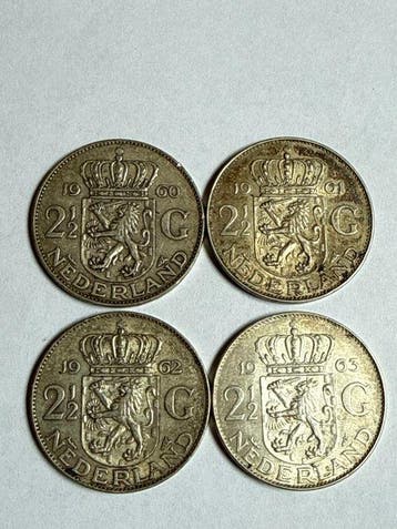 Nederland. 2 1/2 Gulden 1960, 1961, 1962, 1963 (Zonder