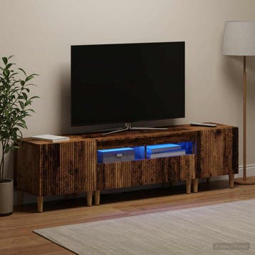 vidaXL 3-delige LED TV-kast ARNHEM 3 st Oud hout Bewerkt, Minder dan 50 cm, Verzenden, Nieuw, Minder dan 100 cm