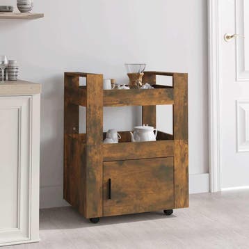 vidaXL Keukentrolley 60x45x80 cm bewerkt hout gerookt, Verzenden, Nieuw