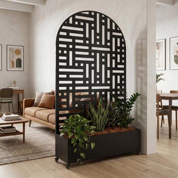 Plantenbak met privacyscherm Bernalda 190x120x38 cm zwart ca, Verzenden, Nieuw