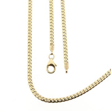 Gouden platte gourmetschakel ketting, Sieraden, Tassen en Uiterlijk, Kettingen, Ophalen of Verzenden, Gebruikt, Goud, Goud