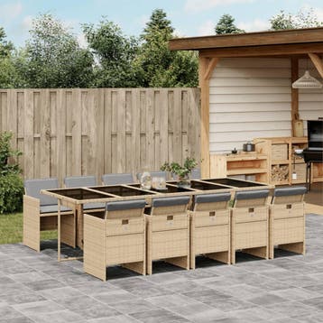vidaXL 11-delige Tuinset met kussens poly rattan gemengd, Verzenden, Nieuw, Meer dan 8 zitplaatsen, Tuinset
