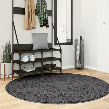 vidaXL Vloerkleed OVIEDO laagpolig Ø 160 cm antracietkleurig, Verzenden, Nieuw