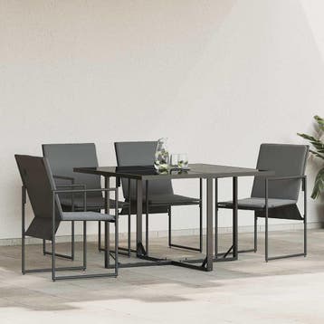 vidaXL Stoel 4 st Zwart en Anthraciet Textileen, Tuin en Terras, Verzenden, Nieuw