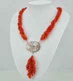 Koraal - Zilver - Halsketting - CORALLO MEDITERRANEO, Antiek en Kunst