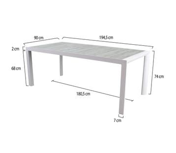 Dexter dining tuintafel 194,5x90xH74,5 cm wit, Ophalen of Verzenden, Nieuw