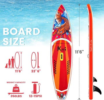 Sup Board - Opblaasbaar Paddle Board - 159 kg - Oranje/Rood, Verzenden, Zo goed als nieuw