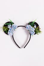 Haarband Mouse Oortjes Bloemetjes Blauw Strass Steentjes Min, Ophalen of Verzenden, Nieuw, Carnaval, Accessoires