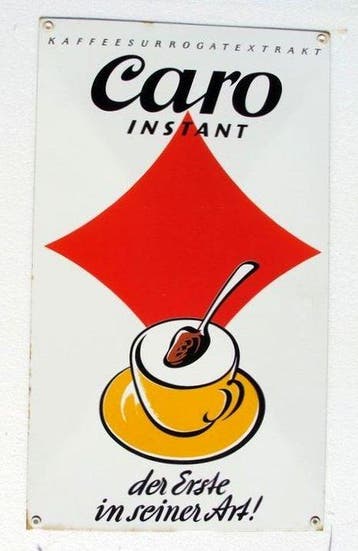 Caro Instand Kaffee - Caro koffie Groot emaillebord Caro