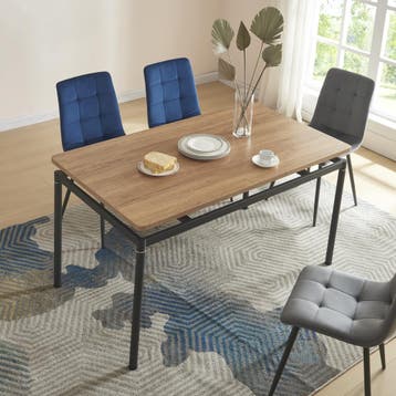 [en.casa] Eettafel Hemnes 140x80x75 cm eikenkleurig en zwart, Huis en Inrichting, Tafels | Eettafels, Verzenden, Nieuw