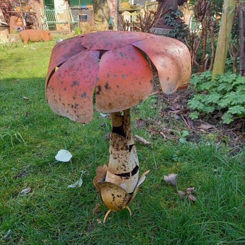 sculptuur, GARDEN DECORATION MUSHROOM - 39 cm - Metaal