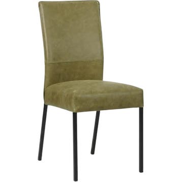 Leren eetkamerstoel Real - Vintage Olive (olijf/groen) -, Overige kleuren, Nieuw, Ophalen of Verzenden, Eén