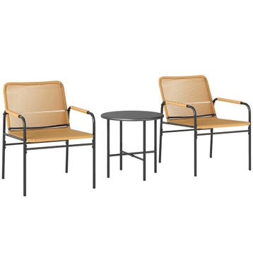 TRUUSK 3-delige Rattan Bistroset - 2 Tuinstoelen en Salontaf, Verzenden, Nieuw
