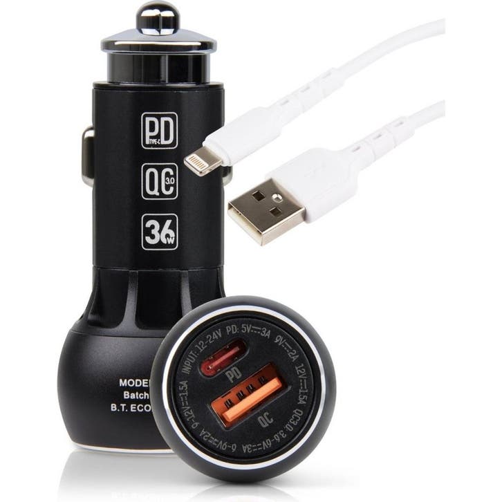 Auto Oplader USB + iPhone Kabel - Snellader iPhone 11/12/13, Telecommunicatie, Autoladers, Ophalen of Verzenden