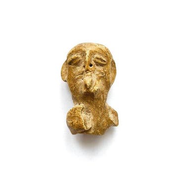 Oudwest-Aziatisch Marmer Idoolhoofdfragment Kraal Talisman -