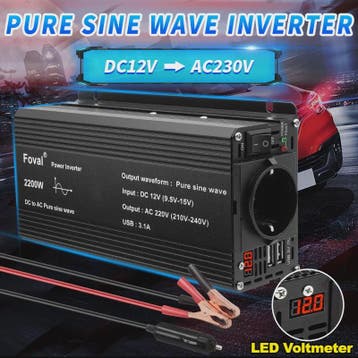 Pure Sine Wave Omvormer 12V DC naar 230V AC - 1500W tot 3000, Verzenden, Nieuw