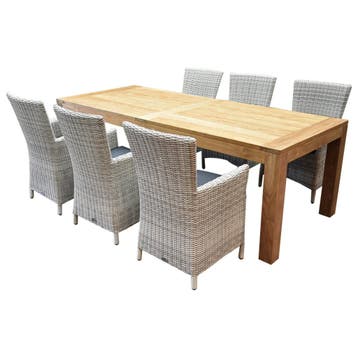 Capri Krista dining tuinset 240x100xH77,5 cm wit, Tuin en Terras, Ophalen of Verzenden, Nieuw