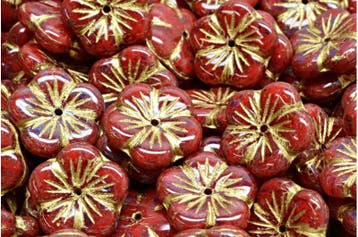 2 x Tsjechische Glaskralen Apple Flower Pressed Beads 14x..., Ophalen of Verzenden, Nieuw, Kraal