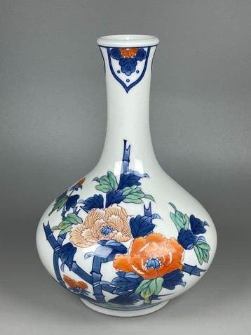 Vaas - Porselein - Japan - Pioen- en bamboe patroon (Zonder