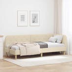 vidaXL Hoekbedframe Crème 80 x 200 cm Stof, Verzenden, Nieuw, Crème, Stof