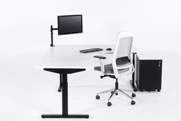 Hoekbureau ronde zit TUBE zwart-wit 200x160, Ophalen of Verzenden, Nieuw in verpakking