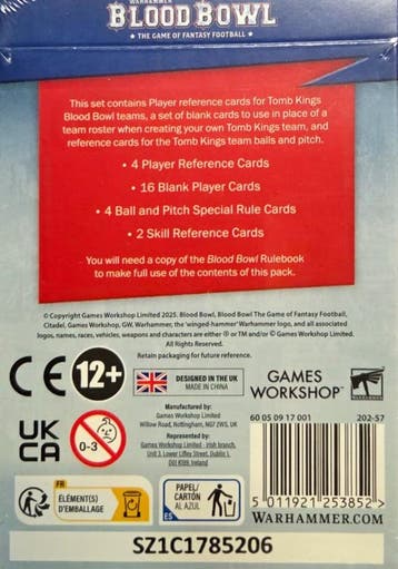 Tomb Kings Blood Bowl Team card pack (Warhammer nieuw), Hobby en Vrije tijd, Ophalen of Verzenden, Nieuw