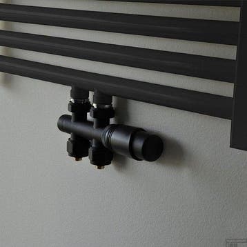 Riko universele radiator aansluitset recht mat zwart, Ophalen of Verzenden, Nieuw, Overige typen