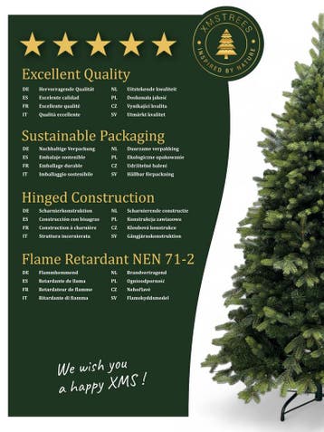 XMS-Trees Kunstkerstboom Jasper H180xØ119cm Natuurlijke en, Ophalen of Verzenden, Nieuw