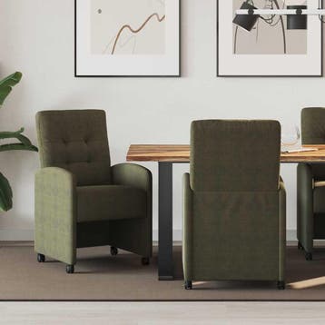 vidaXL Eetkamerstoelen met Wieltjes 2 pcs Leger groen 58 x, Verzenden, Nieuw